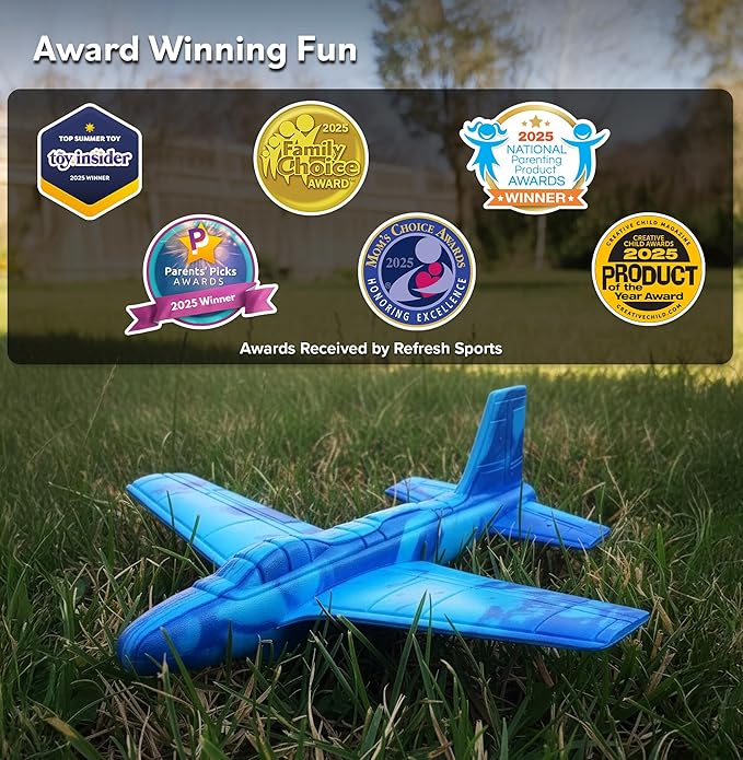 Airplane Toy Foam Glider Plane for Kids: Best Outdoor Toys for Boys & Girls All Ages. Easter Basket Stocking Stuffers Birthday Gift Ideas. Summer Yard Games Great Gifts for Age 4 5 6 7 8 9 + Year Olds