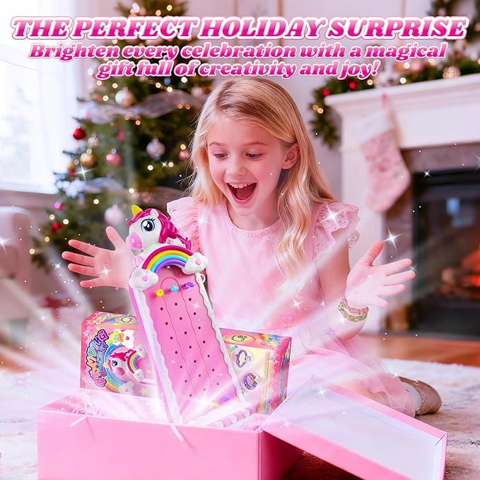 Unicorn Toys for Girls Age 4-6 6-8 8-12, 2-in-1 Friendship Bracelet Making Kit for Girls, Arts and Crafts for Kids Toy,4 5 6 7 8 9 10 11 12 Year Olds Christmas Birthday Gifts,Teen Girl Gift Ideas