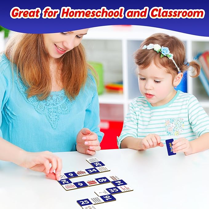 Multiplication Dominoes Set,Math Manipulatives Games for Kids,Counting Toy,Learning Games,Preschool Learning Activities,Homeschool Supplies,Kindergarten Classroom Must Haves,1st 2nd 3rd Grade