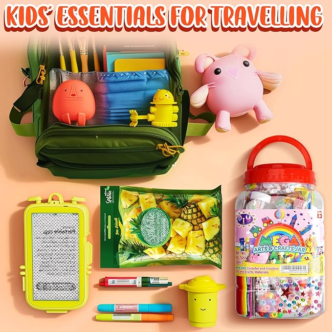 FUNZBO Arts and Crafts Supplies for Kids -Christmas Kids Craft Kit with Pipe Cleaners, Popsicle Sticks, Pompoms & Stickers, All in One Homeschool Supplies, Toys Crafts for Girls Boys Age 4+