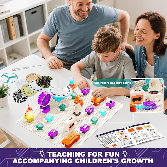 VATOS Science Circuit for Kids, 68PCS Electronics Exploration Kit with 450+ Projects, Rotational Imaging, Sound Recording & Playback, STEM Educational Toy for Boys Girls Ages 6+