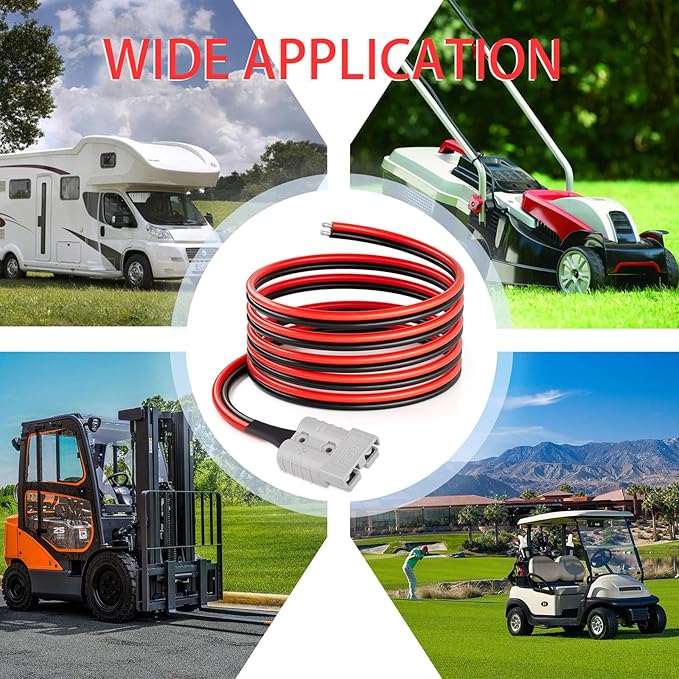 10AWG 10FT Anderson Connector 50 Amp Cable,Anderson SB50 Plug Battery Quick Connector Cable for Solar and Wind Energy Systems Battery Connections Forklifts
