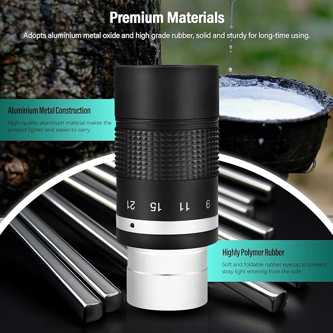 Astromania Zoom Eyepiece for Telescope, 7-21mm Zoom Lens Variable Power & Multi-Coated Design for Planetary & Deep Space Observation Compatible with Telescope That Accepts Telescope Eyepiece 1.25 Inch