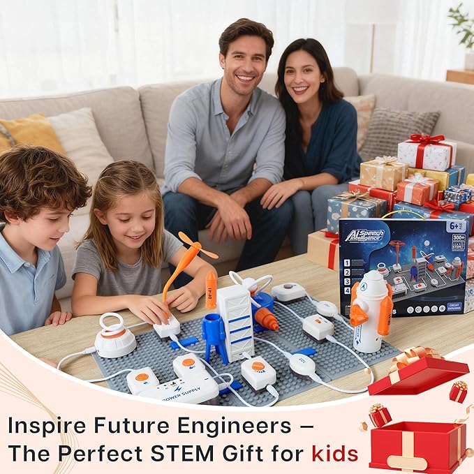 Science Kits for Kids, Space Theme Circuit Exploration Kits with 300+ Projects & Voice Control, STEM Toys Electronics Circuit Board for Kids 8-12, Birthday Gift for Boys (Advanced Edition)