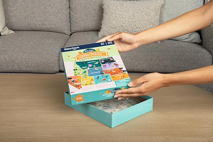 Geotoys Rockies & Great Plains Region Jigsaw Puzzle - 250 Piece Puzzles for 8 Year Olds - Jigsaw Puzzles for Kids Ages 8-12 Years Old - Kids Puzzle Games with Colorful Landmarks
