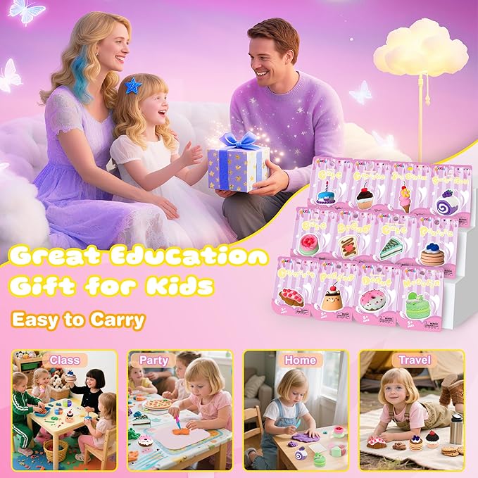 Air Dry Clay Kit, 12 Cakes Modeling Clay for Kids, Model Magic with Sculpting Tools and Tutorials, Safe & Non-Toxic, DIY Arts & Crafts School Projects, Home Party Favors for Boys & Girls