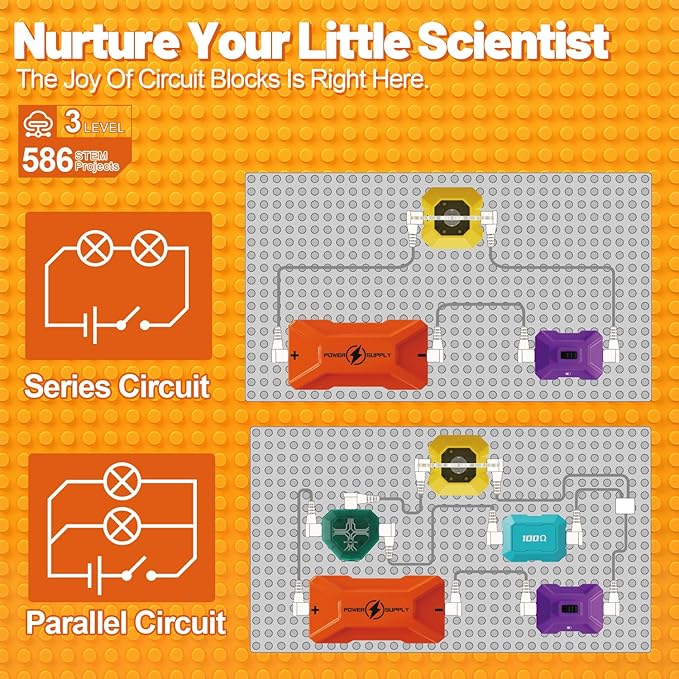 Science Kits for Kids - STEM Kits for Kids, Electronics Exploration Kit, Over 420 Projects, 50 Circuit Parts with Bubble Maker,Fan & Flying Helicopter , STEM Educational Toy Gifts for Boys& Girls