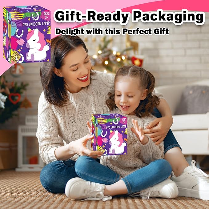FUNZBO Paint Your Own Unicorn Lamp Kit - Arts and Crafts Supplies Painting Kits for Kids Teens, DIY Night Light Unicorn Toy for Toddlers Girl Boy Age 3 4 5 6 7 8 9 10 11 12 13 Christmas Birthday Gifts