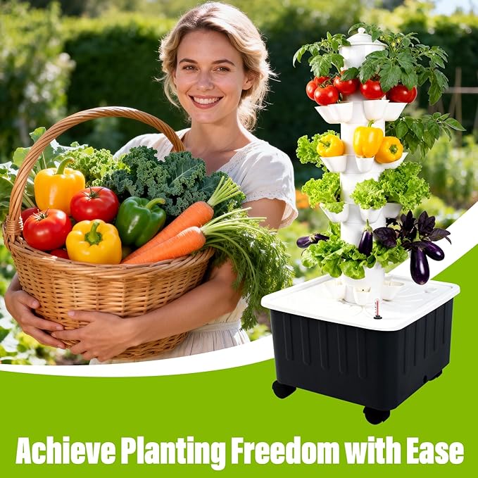 Hydroponics Growing Tower, Indoor Garden kit, Vertical Growing System, Indoor Planting Vegetables Herbs Flowers, Interior Garden System with Water Pump, hydroponics Tower with Water Tank