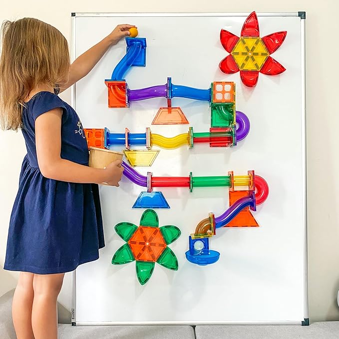 Learn & Grow Magnetic Marble Run Expansion Pack - 88PCs Ultimate Marble Race Track, Magnet Tiles Accessories, Magnetic Ball Track, STEM Building Toys - Construction Toys for Toddlers & Kids Age 3+