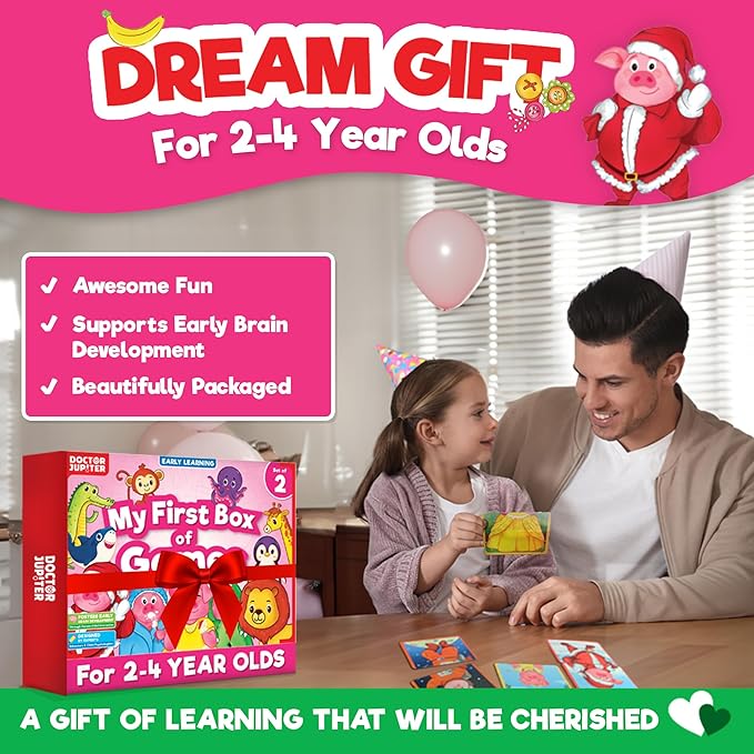 Doctor Jupiter My First Box of Games for 2 to 4- Pink | Birthday Gift for 2 Year Old Girls | Toys for Ages 2-4 | Toddler Toys for 2-3-4 Year Old | Learning & Education Toys