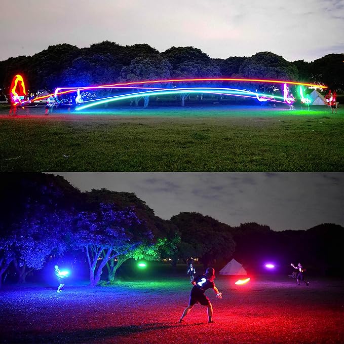 TOSY Flying Disc - 108 RGB Multicolor LEDs, Super Bright, Smart Modes, Christmas Stocking Stuffers Gift, Camping Toy for Kid/Teen/Adult, Auto Light Up, Rechargeable, Waterproof, 2-Pack