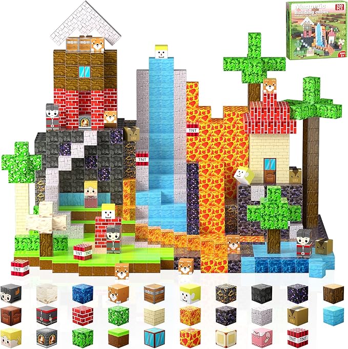 300 PCS Building Blocks, 3D Construction Build Toys, STEM Sensory Building Cubes (Multicolor-300PCS)