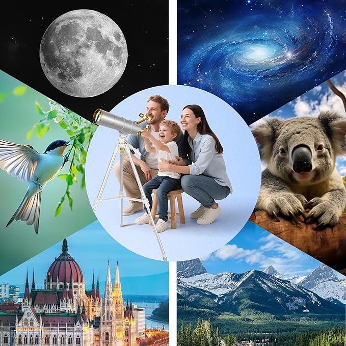 Telescope for Adults High Powered, 90mm Aperture 550mm Refractor Telescope for Beginners & Kids Astronomy, Portable Travel Telescopes with Moon Filter, Phone Adapter, Carry Bag