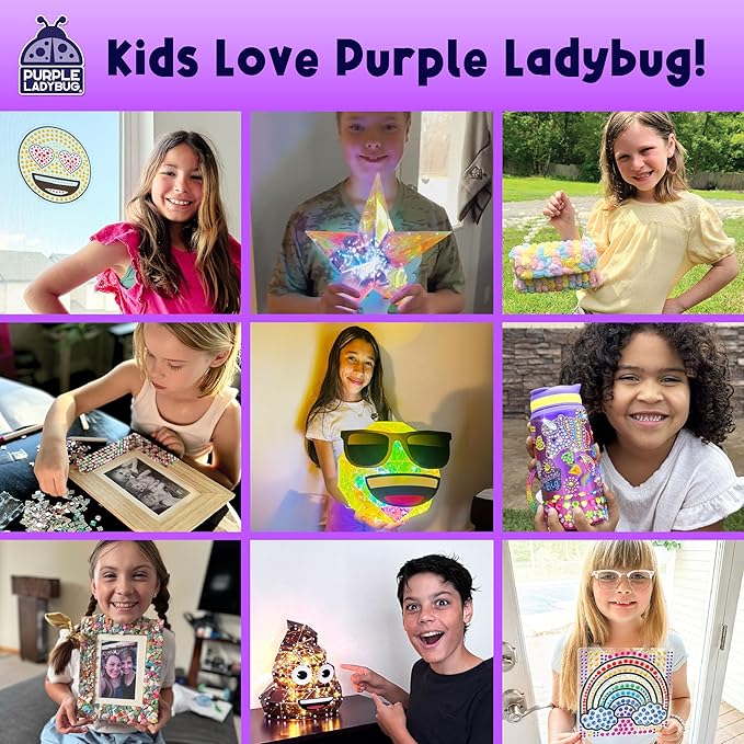 PURPLE LADYBUG Paint Pouring DIY Clock Kit - Arts and Crafts for Kids Ages 8-12, Painting Kit for Kids 6-8 - Gifts for 6-12 Years Old Girls & Boys Birthday & Christmas - Tween & Teen Girl Gifts Ideas