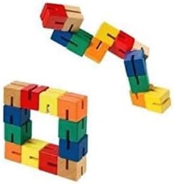 Wooden Twist Cubes Puzzle Fidget Multi Colored Flexi Puzzle Stretch, Twist, and Lock Bending Brain Teaser Fidget Sensory Toys for Kids, Stocking Stuffer and Party Favors Finger Fidget (6 Fidgets) - Image 2