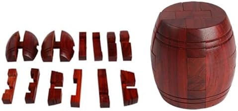 Handmade Powder Keg Wooden Puzzles Interlocking 3D Brain Teaser Puzzles Hidden Passage Mechanical Puzzle Magic Toy IQ Games 3D Puzzles for Kids and Adults (Rosewood) - Image 3