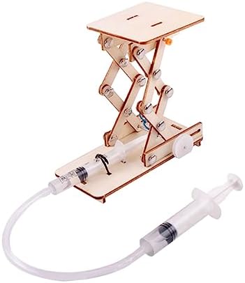 Toyvian Hydraulic Lift Toy DIY Assembly Kit Science Experiment Kit for Kids Model to Explore Hydraulics Air Pressure and Simple Lifting Platform Principles 8.66in by Toyvian