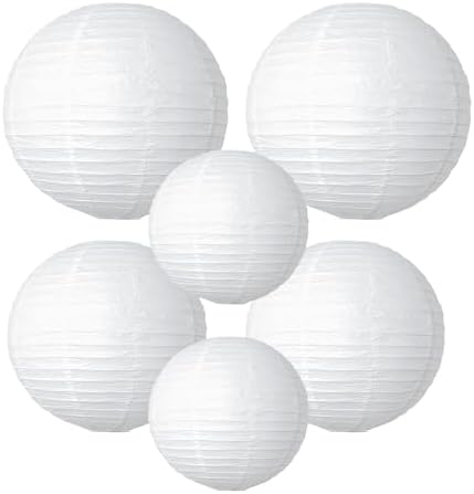 Paper Lanterns Party Decorations White Round Hanging Lanterns Chinese Japanese Paper Lantern Lamp for Bridal Showers Wedding Birthday Home Party Supplies, Set of 6 PCS by ngsiiohun