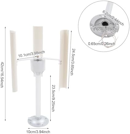 Vertical Axis Wind Turbine, 12V 40W 3-Phase Permanent Magnet Motor, DIY Wind Power Generator Kit with Low Noise ABS Blades for Home, Science Education, Off-Grid Projects - Image 2