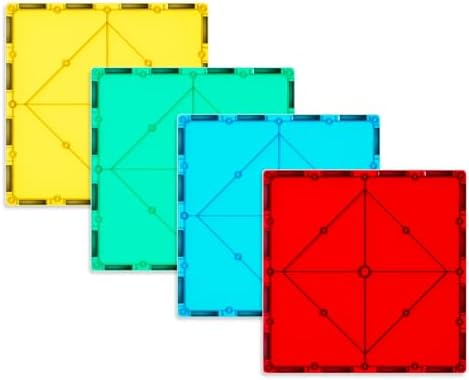 Bmag 4 Piece Magnetic Tiles Large Square, Magnet 3D Building Blocks Expansion Set for Kids, STEM Preschool Learning Kit Educational Playset Construction Toys for Boys Girls Ages 3+ by BMAG