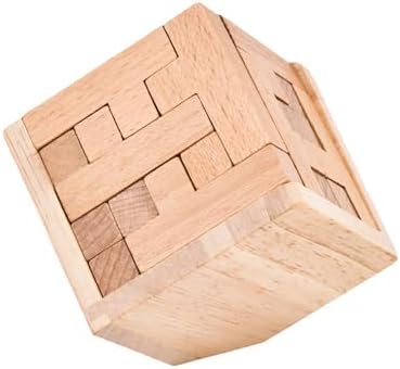 AHYUAN Wooden Brain Teaser Puzzles Cube Stocking Stuffers Wooden Puzzles T-Shaped Jigsaw Logic Puzzle Educational Games Toy for Kids and Adults (Coffee and Natural) - Image 2