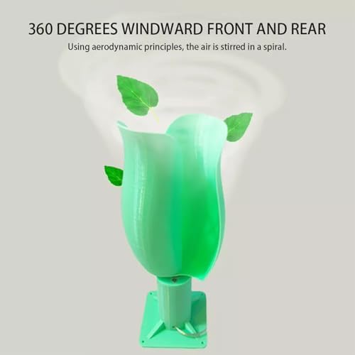 Permanent Magnet Brushless Wind Turbine Model 20W Tulip Type Vertical Wind Power Generation 1~12V Low Noise Home/Outdoor Easy Installation(1pc(green)) - Image 6