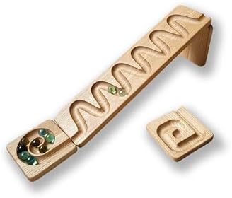 Marble Run Race Track Wooden Maze Board Ball Run Marble Course Gift for Kids Winding Track Roller (Waterfall) by Handmade