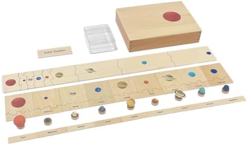 ancona Solar System, English/Simplified Chinese with Pinyin Bilingual, Montessori Geography Memory Matching Game Box Set for Preschool with 9 Planet Figurines & Matching Puzzle Cards by ancona