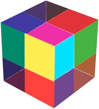 CMY Color Cube, 60mm Acrylic Prism, Physics Toy & Desktop Decor by ECBANLI
