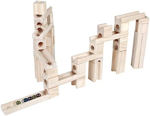 Golden Age Marble Run Toys, 60 Pieces Wooden Classic Ramps Track Building Construction Set for Children Toddler - Image 2