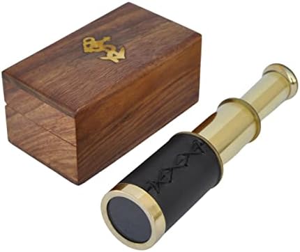 6" inch Handheld Brass Telescope with Wooden Box - Pirate Navigation. by MedievalReplicas