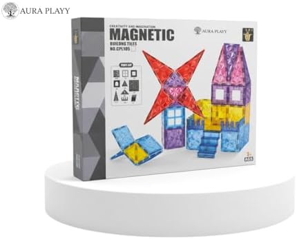 55-Piece Magnetic Tiles Set – Creative 3D STEM Building Toy for Kids - Image 2