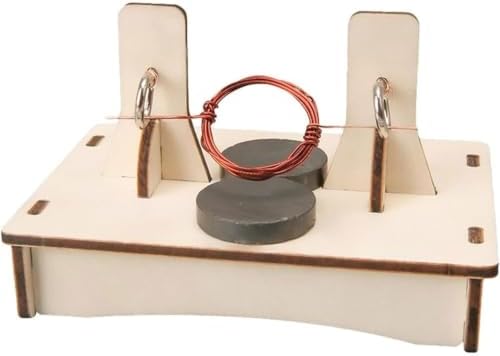 Wooden Frame DIY DC Motor Assembly Kit, Magnet Metal Coil Electromagnetic Rotation Energy Conversion Physics Lab Equipment by Unknown