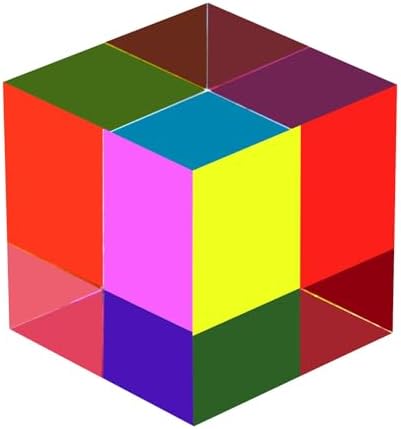 CMY Mixing Color Cube, 50mm Acrylic Prism for Desktop Decoration by ECBANLI