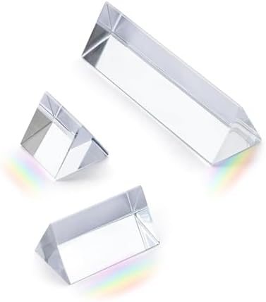 K9 Crystal Optical Prism Set for Photography & Science – 3-Piece Multi-Size Triangular Prism with Light Rainbow Effect for Photo Studio, Classroom Experiments, Outdoor Shooting & Learning Tools by Unknown