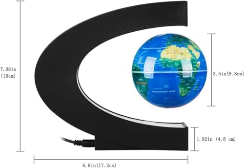 Magnetic Levitation Floating Globe Ball Map with LED Light and C Shape Base,Cool Tech Gift, Desk Gadget Decor, Auto-Spinning Levitating World Map,Rotating Earth Demo - Image 6