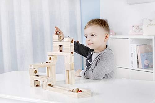 Golden Age Marble Run Toys, 60 Pieces Wooden Classic Ramps Track Building Construction Set for Children Toddler - Image 6
