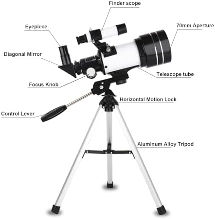 70mm Aperture Portable Refractor Telescope with Tripod and Phone Adapter - Image 4