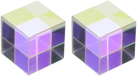 PATIKIL 2Pcs Cube Prism 30mm K9 Crystal Dispersion Prism AB Color by PATIKIL