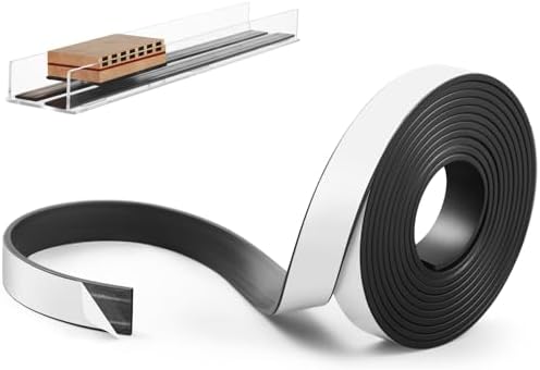 Sabary 1 Roll Monopolar Magnetic Tape 10 feet x 0.8" Wide x 0.12" Thick with Strong Adhesive Backing Anisotropic Flexible Magnetic Strip for Maglev Train Science Project by Sabary