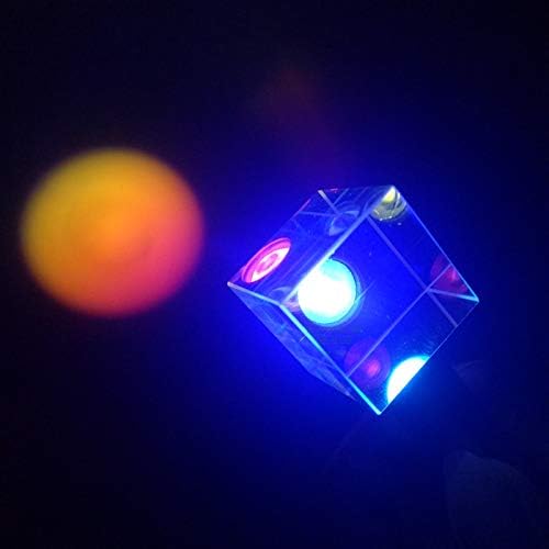 RGB Prism, Glass 6sides Bright Optical Glass Prism Cube Colorful Combiner Splitter for Physics and Decoration, 30mm - Image 3