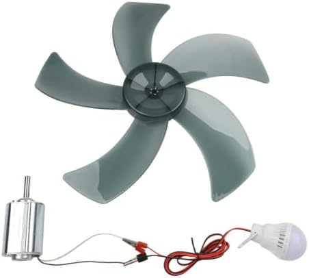 DIY Breeze Wind Turbine and Hand Crank Permanent Magnet Generator Kit, 12V 80W Output, Metal and ABS Construction, Includes Motor, Bulb, Fan or Crank Options, Supports Home or Outdoor LED Lighting by Unknown