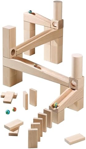 HABA Wooden Marble Run Ball Track Building Set for 4-10 Year Olds, STEM Toy with 49-Piece Wooden Track and Marbles, Montessori Toys for 4 Year Olds by HABA