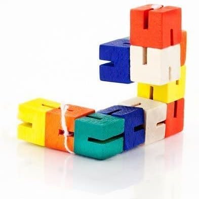 Wooden Twist Cubes Puzzle Fidget Multi Colored Flexi Puzzle Stretch, Twist, and Lock Bending Brain Teaser Fidget Sensory Toys for Kids, Stocking Stuffer and Party Favors Finger Fidget (6 Fidgets) - Image 5
