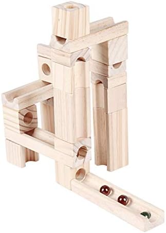 Golden Age Marble Run Toys, 60 Pieces Wooden Classic Ramps Track Building Construction Set for Children Toddler - Image 3