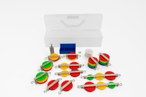 Sci-Supply Advanced Pulley Kit, Physics Demonstration Set, STEM Education, 12 Pulley Types with String and Weights, Color-Coded, Storage Case Included by Sci-Supply