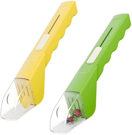 2 Pcs DelloidMaz Insect Catcher with Magnifying Glass, Small Animals Catcher Nature Exploration Tool to Capture Butterflies Bees Ladybugs Spiders Bug Catcher for Boys and Girls, Green and Yellow by Unknown