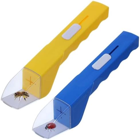 2 Pcs DelloidMaz Insect Catcher Small Animals Catcher Nature Exploration Tool to Capture Butterflies Bees Ladybugs Spiders Bug Catcher for Boys and Girls, Blue and Yellow by Unknown