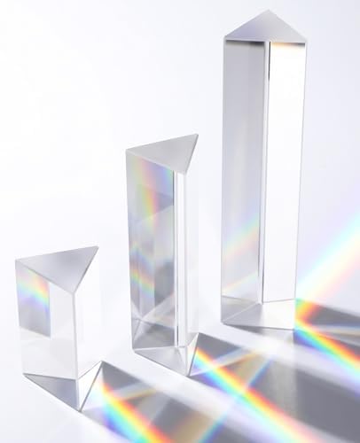3 Pcs Equilateral Glass Prism, 1",2" & 4" Rainbow Crystal Prisms for Kids, Light Prism for Physics Teaching, Rainbow Maker and Photography by Unknown